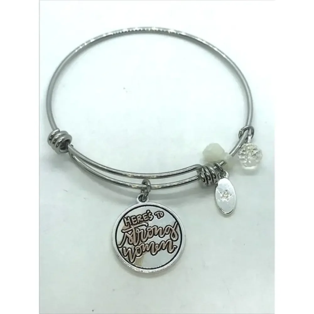 Strong Women, Message Charm Expandable Bangle Bracelet by Unwritten‎